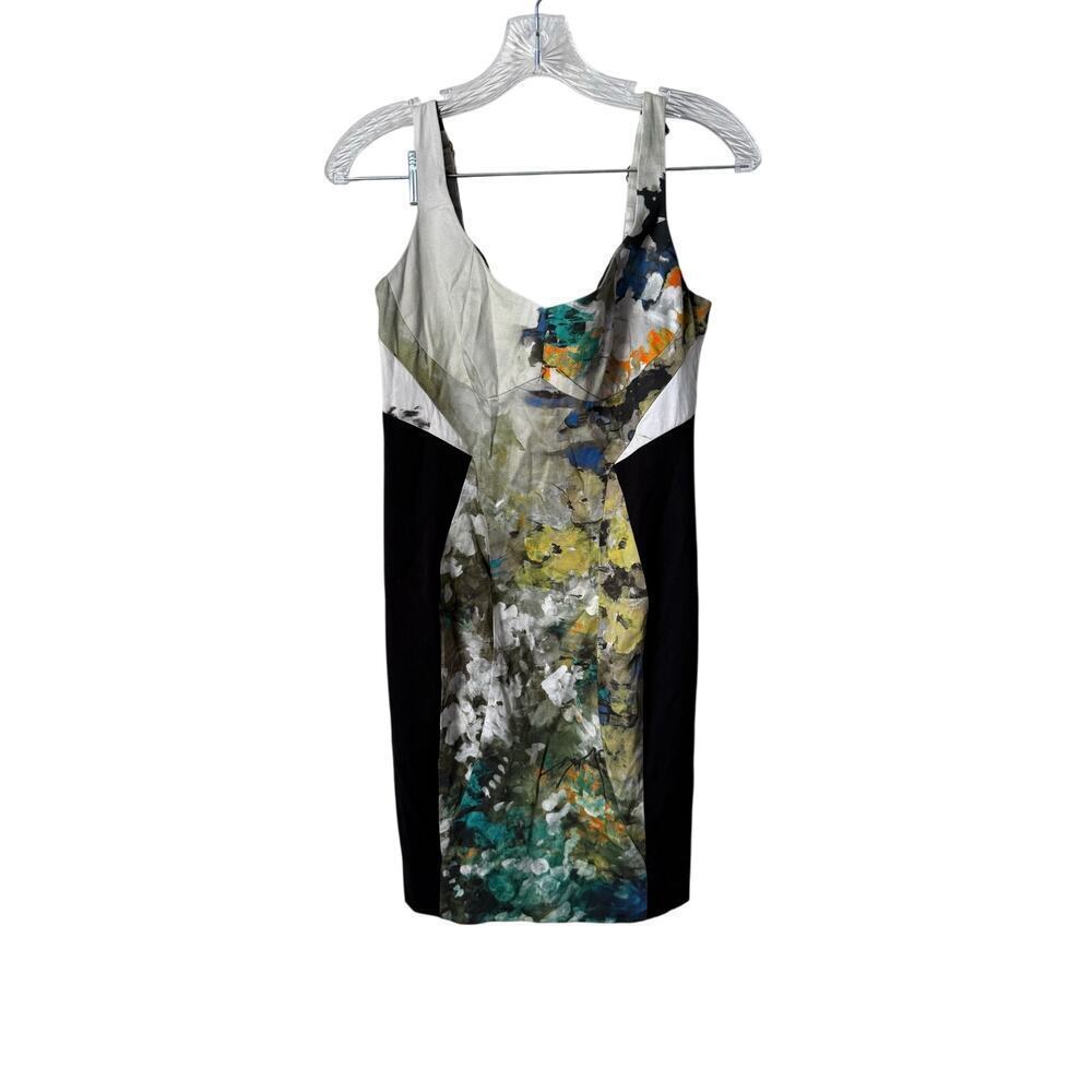 Black Halo Bodycon Abstract Cocktail Tank Dress Size 8
